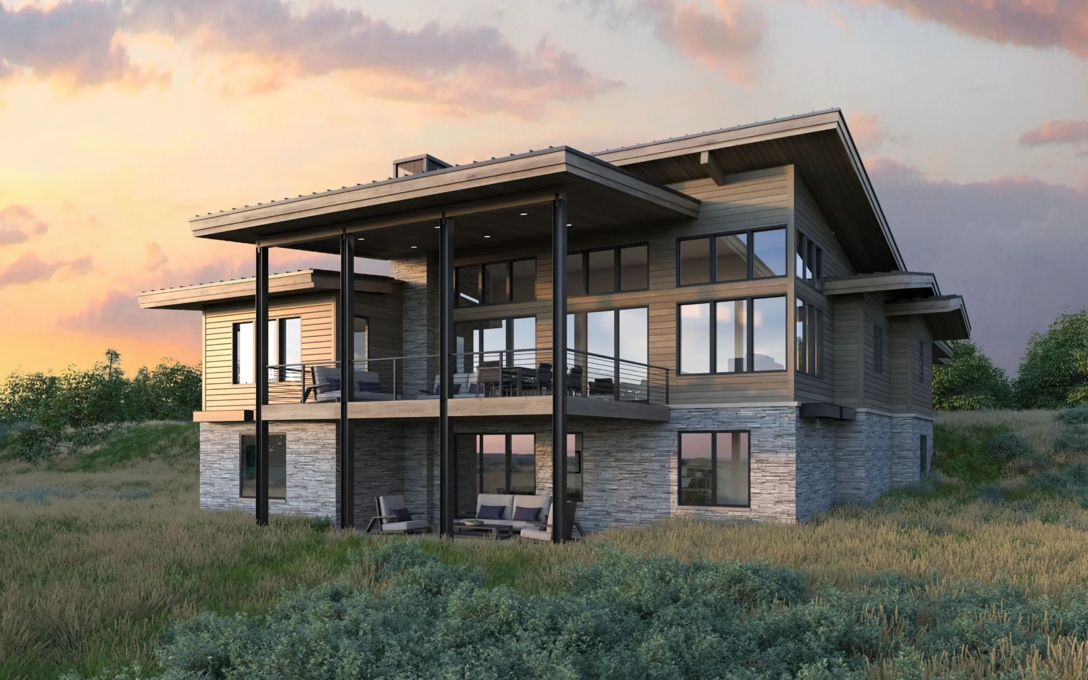 The Wyeth back exterior at sunset