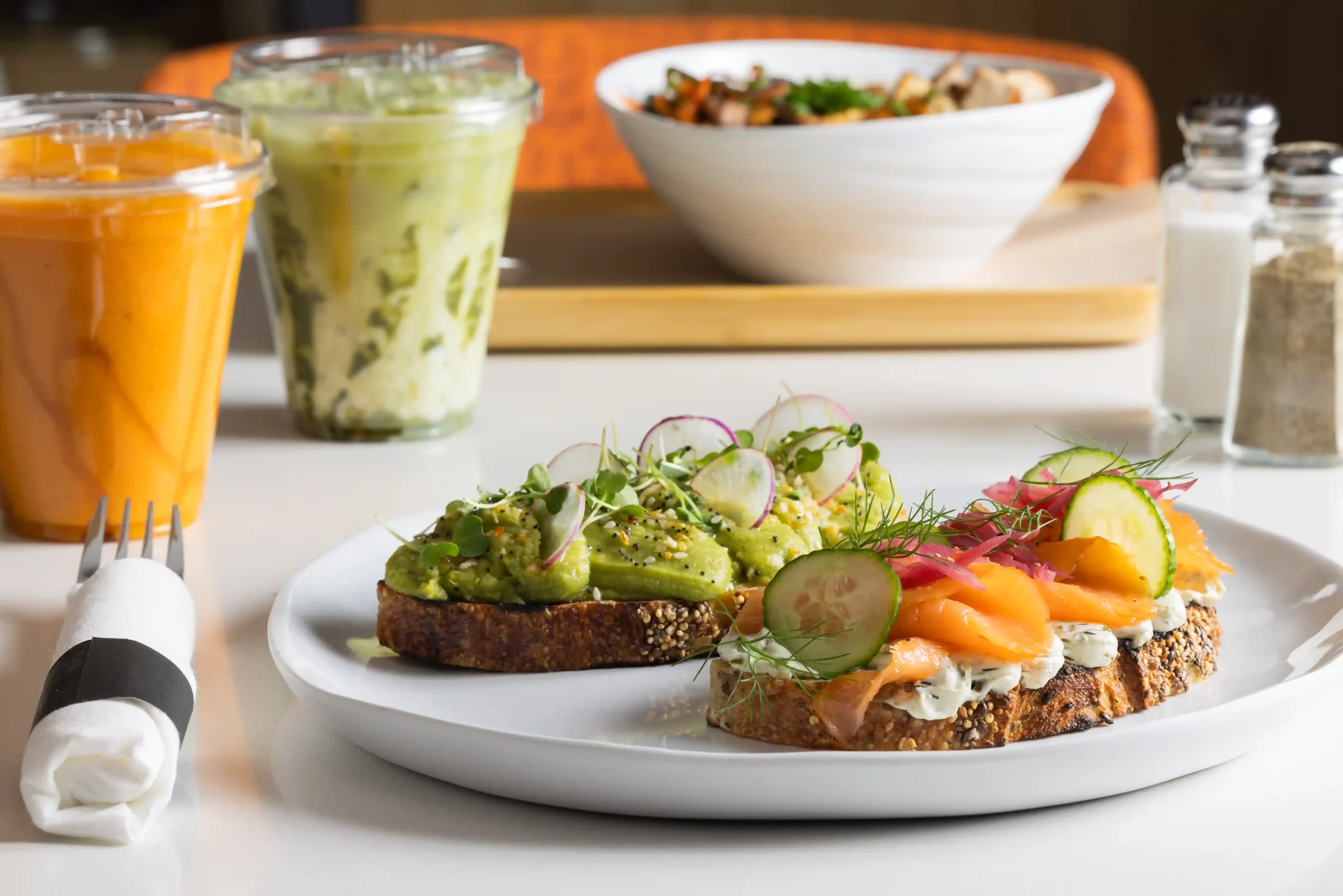 avocado toast and smoked salmon from the Village Cafe at Promontory Club.